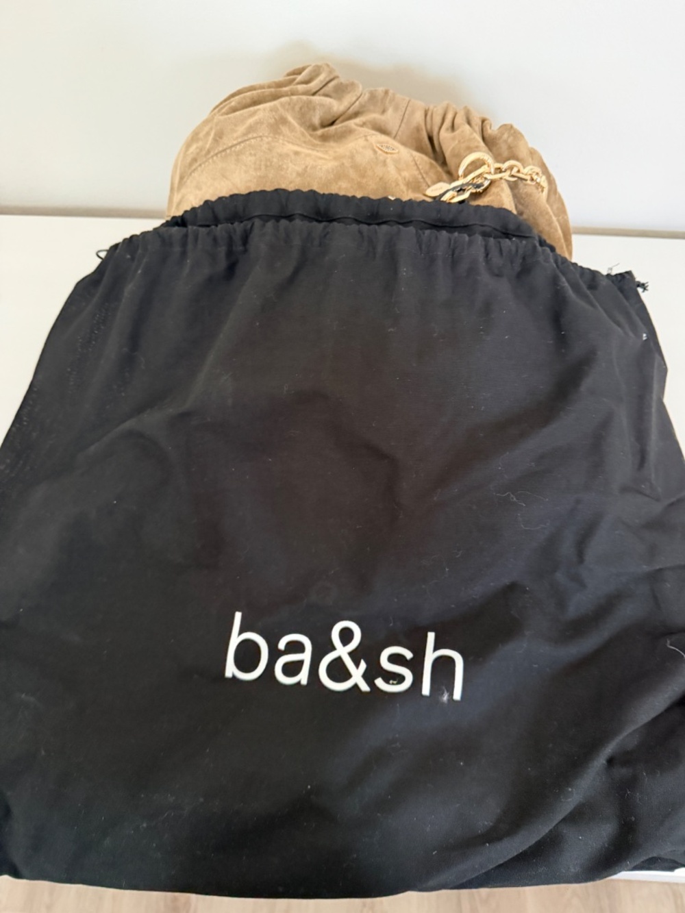 NWT ba&sh Suede Slouch Adjustable Tote Bag - Khaki Green - Picture 9 of 9